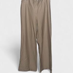 New York & Co Light Beige Pinstriped Stretch Straight Wide Leg Pants - Size M